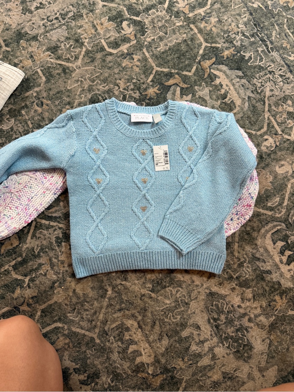The Children's Place Light Blue Cable Knit Crew Sweater